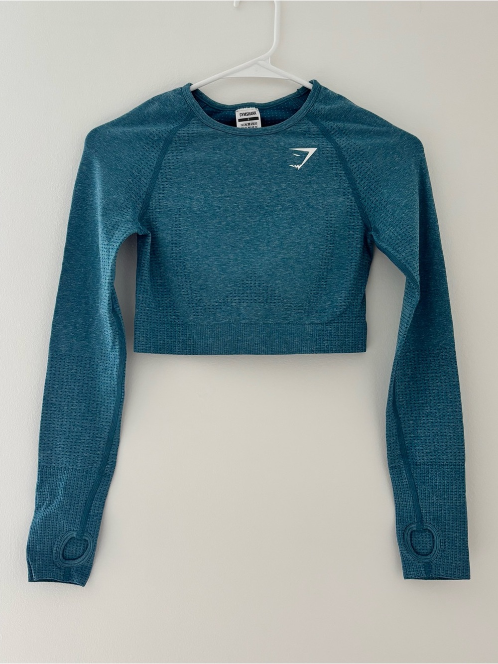Gymshark Vital Seamless 2.0 Long Sleeve Crop Top Tahoe Teal Marl
